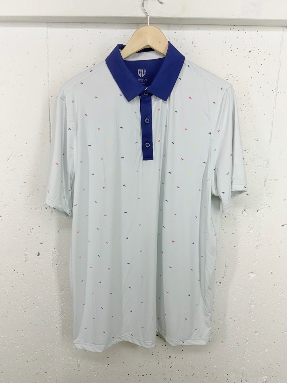 Graham Luxe Men’s Size Large Spike Dragon Fly Golf Polo Short Sleeve Shirt